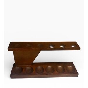 Fairfax Vintage‎ Walnut Wood 6 Pipe Display Stand Holder Angled Unique USA